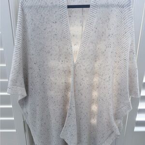 J. Crew White Speckled Poncho Sweater
